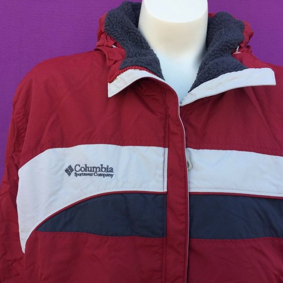 COLUMBIA women's red color warm hoodie jacket size--L - Picture 3 of 6